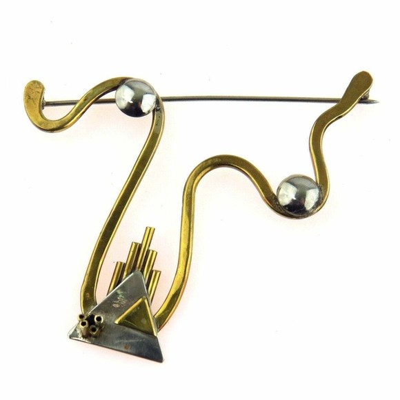 Art to Wear 90s Modernist Statement Brooch - Picture 1 of 5